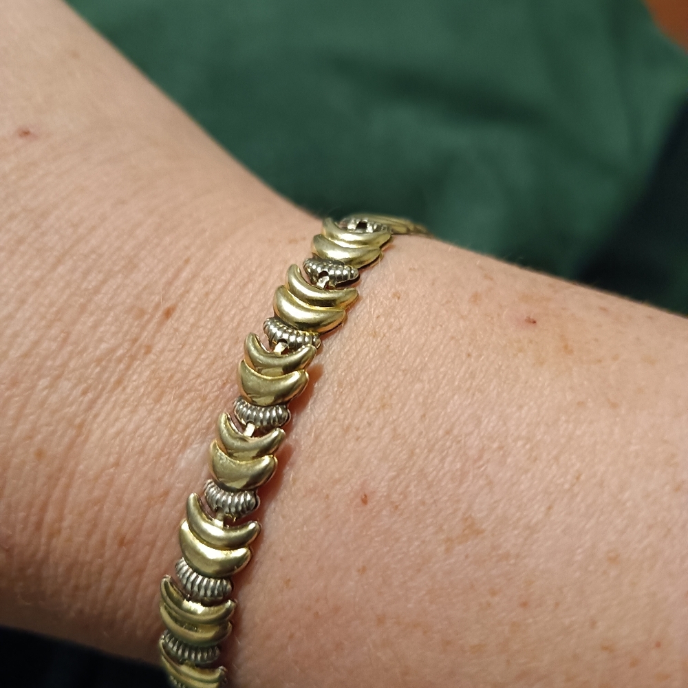 Gold and Silver Crescent Moon Bracelet